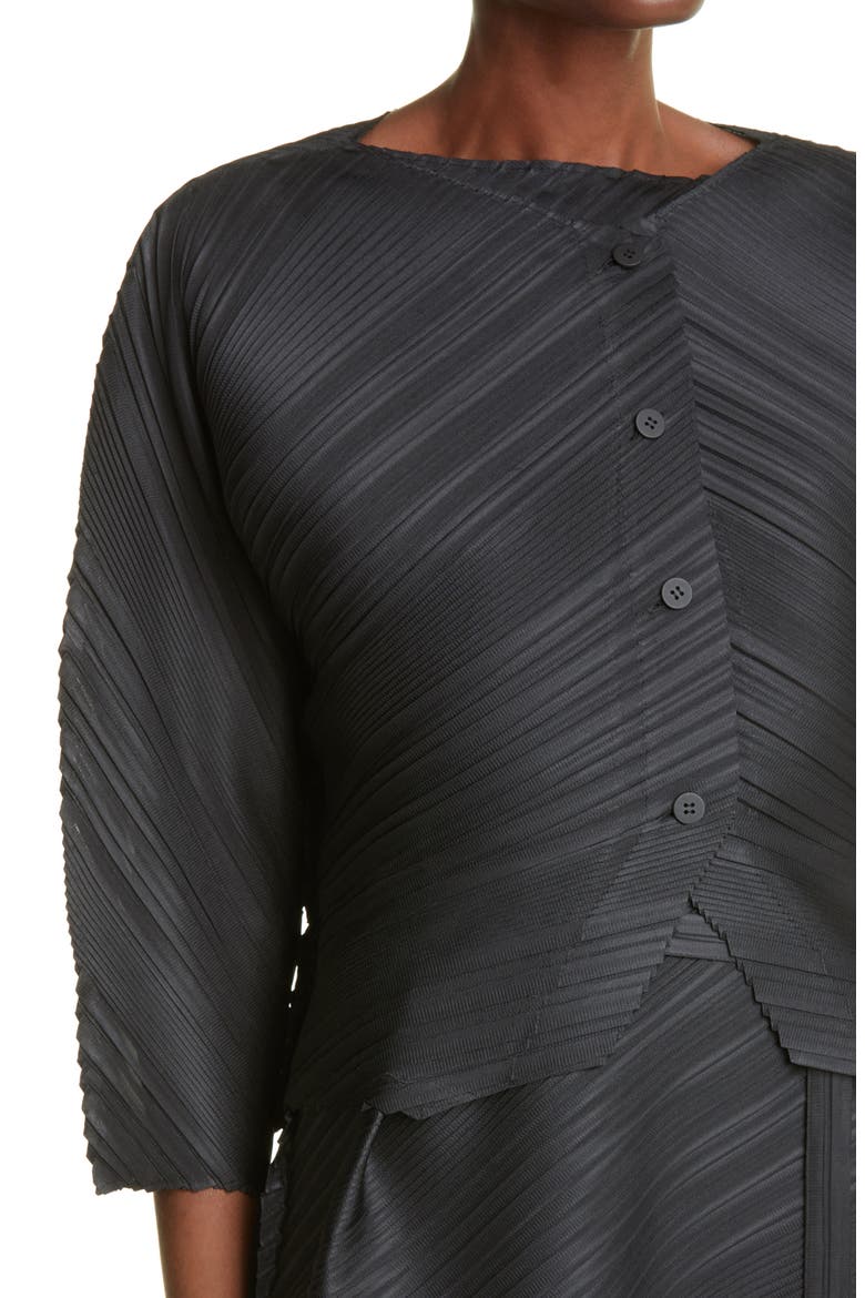 Pleated Cardigan, Alternate, color, BLACK
