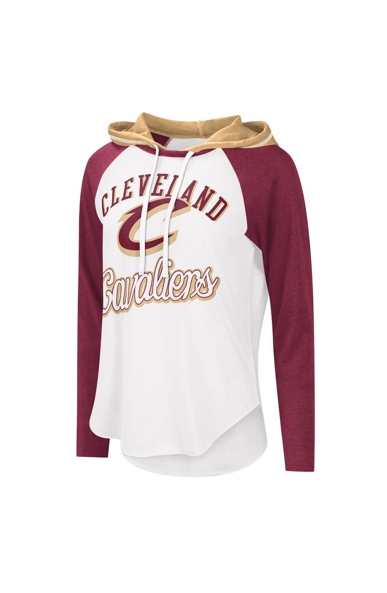 G-III 4HER BY CARL BANKS Women's G-III 4Her by Carl Banks White Cleveland Cavaliers MVP Raglan Hoodie Long Sleeve T-Shirt, Alternate, color, 