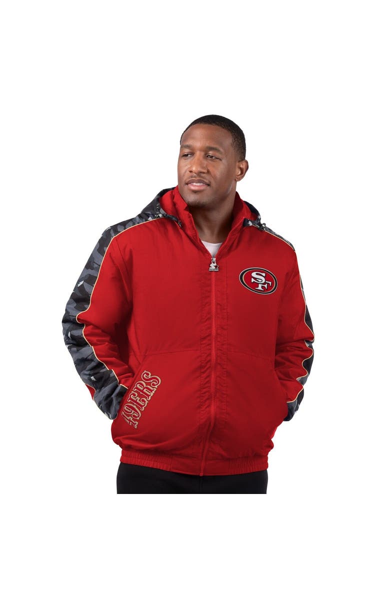 STARTER Men's Starter  Scarlet San Francisco 49ers Thursday Night Gridiron Full-Zip Jacket, Main, color, Scarlet