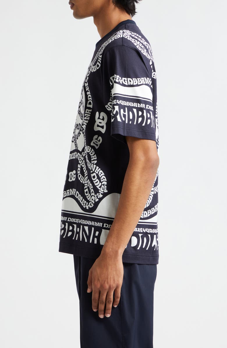 Dolce&Gabbana Marina Print Cotton T-Shirt, Alternate, color, Marina Blue