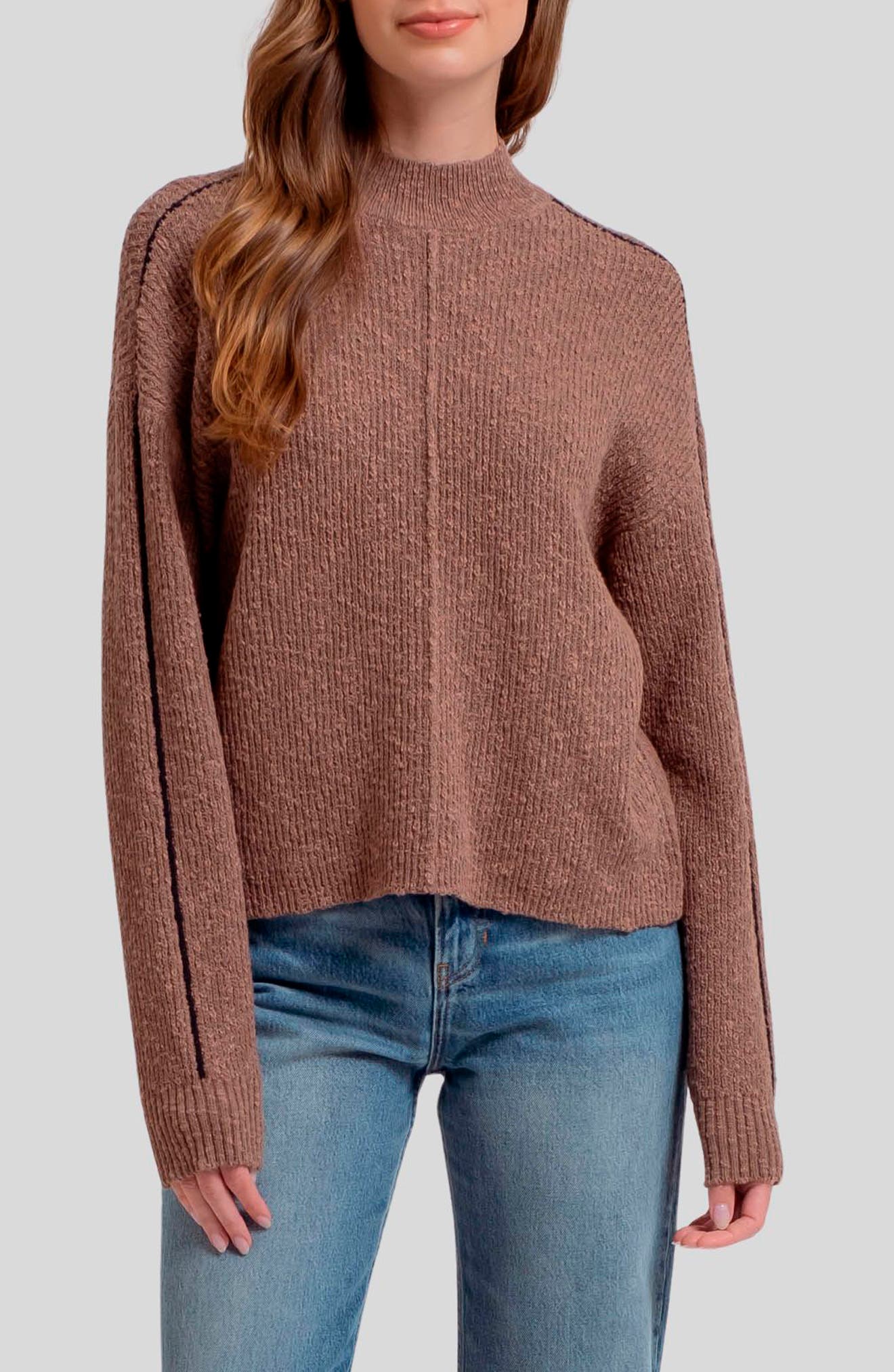 Blu Pepper Stripe Mock Neck Sweater