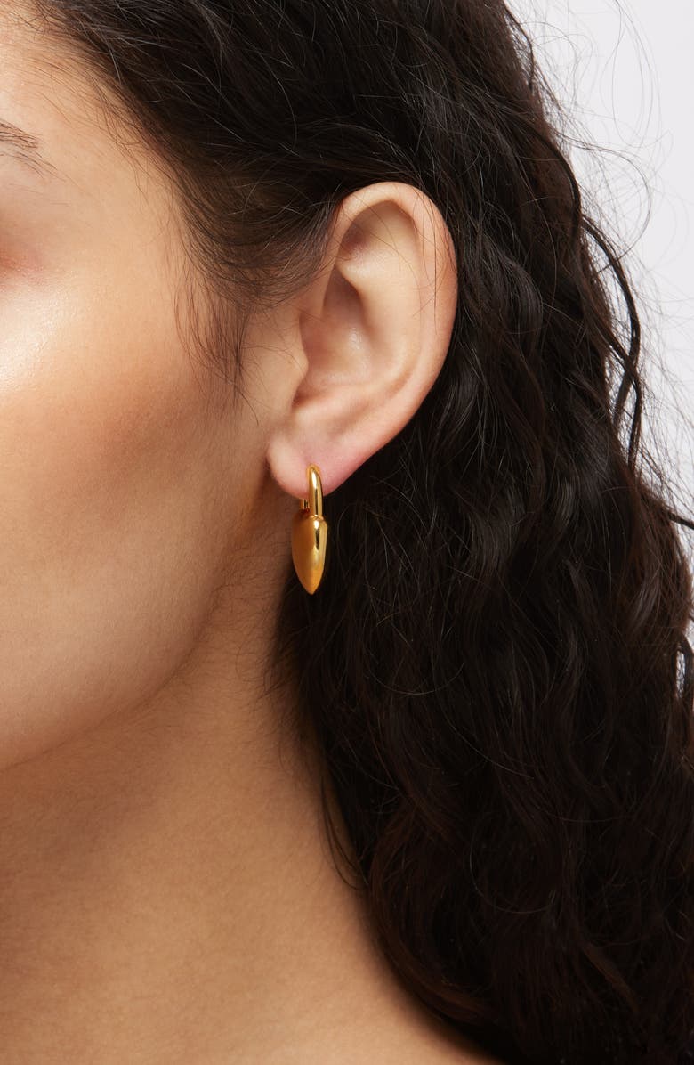 Balenciaga Minnie Heart Lock Earrings, Alternate, color, Shiny Gold