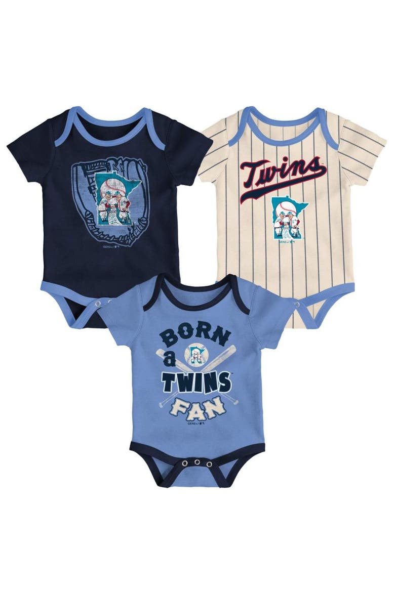 Infant Navy/Light Blue/Cream Minnesota Twins Future #1 3-Pack Bodysuit Set, Main, color, Navy