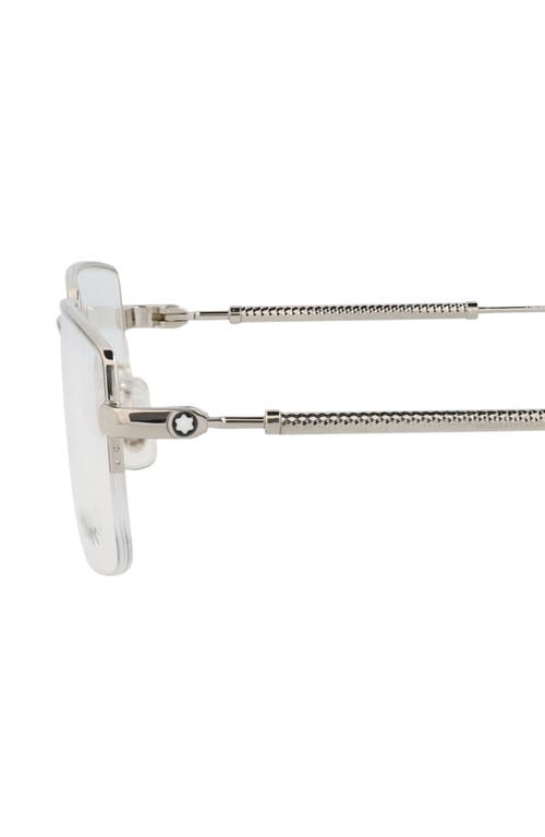 Montblanc 56mm Half Rim Rectangular Optical Glasses In Metallic