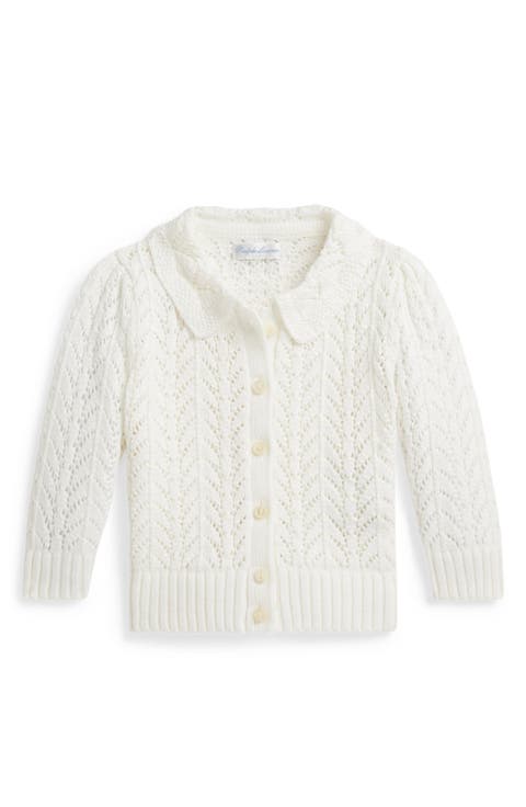 Collared Pointelle Stitch Cardigan (Baby)
