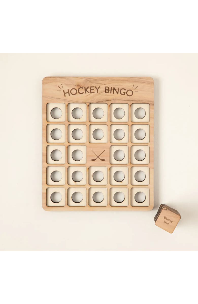 Uncommon Goods Hockey Bingo Set of 2 by Woodtech, Alternate, color, Beige