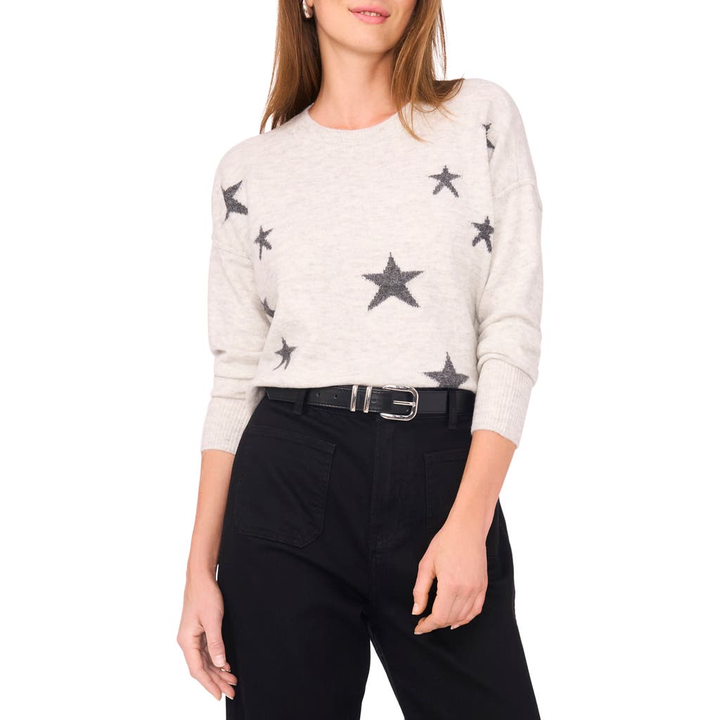 Vince Camuto Star Pattern Crewneck Sweater In Gold