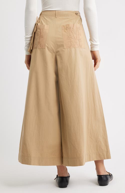 Damson Madder Tatianna Belted Organic Cotton Ankle Wide Leg Pants In Neutral