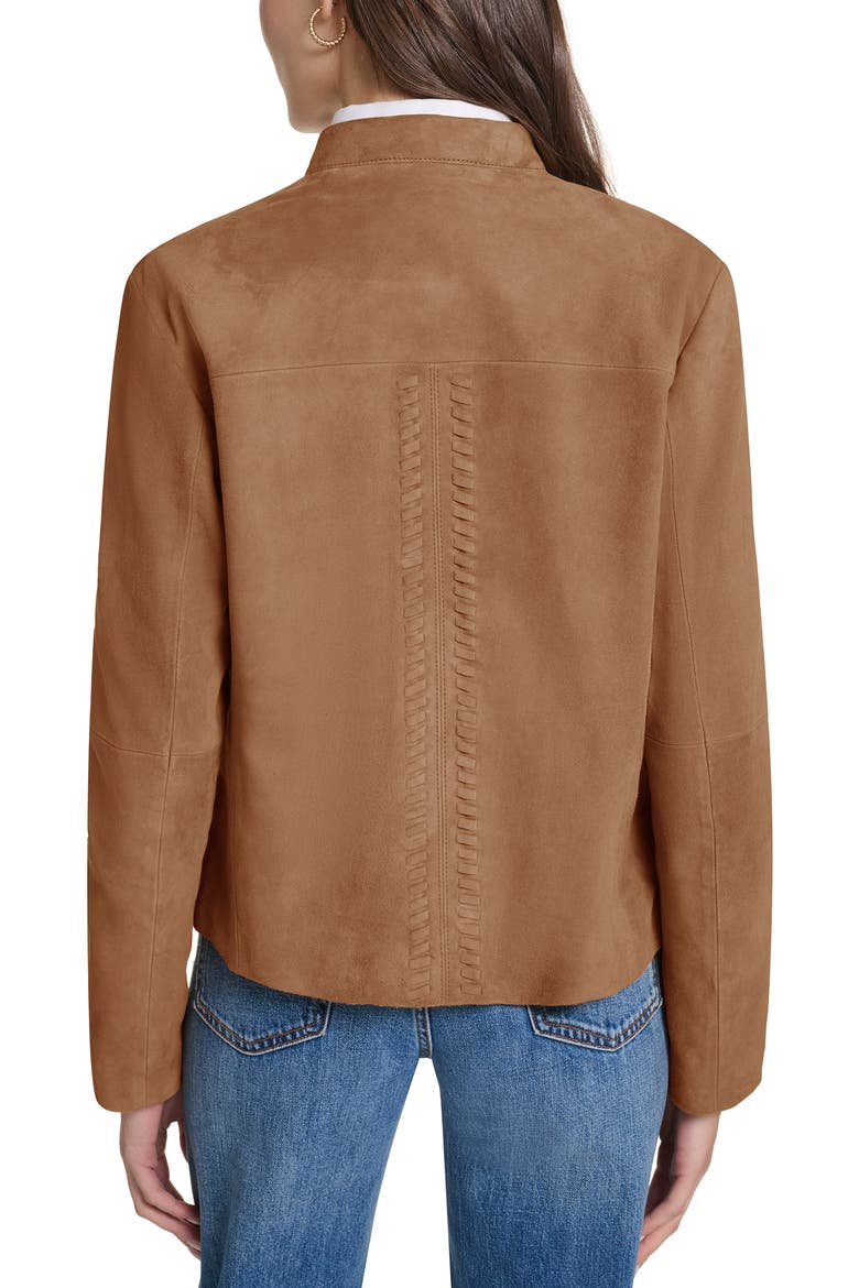 Convertible Collar Leather Jacket, Alternate, color, HAZELNUT