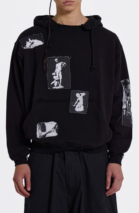 Devoted Graphic Patch Distressed Hoodie
