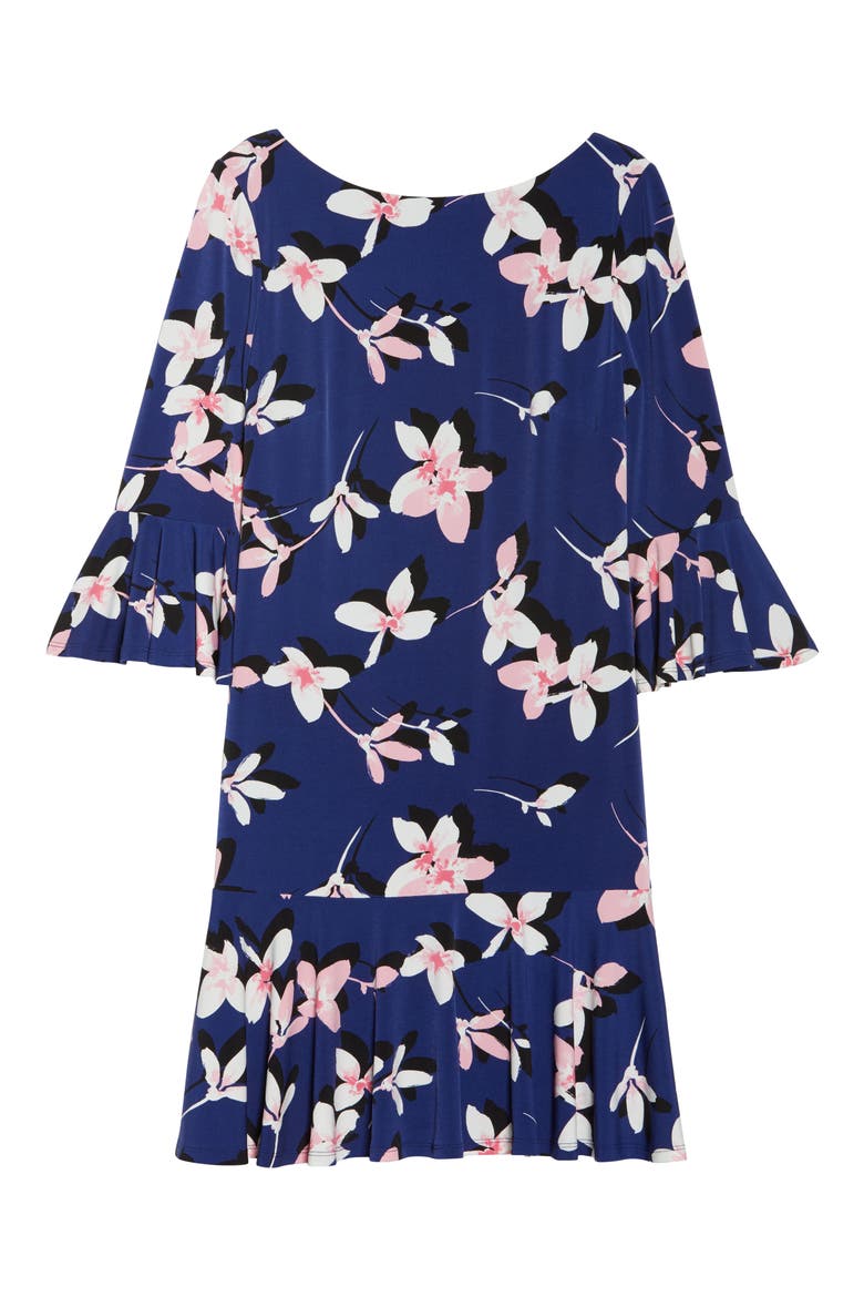 Floral Bell Sleeve Dress, Alternate, color, NAVY/ PINK