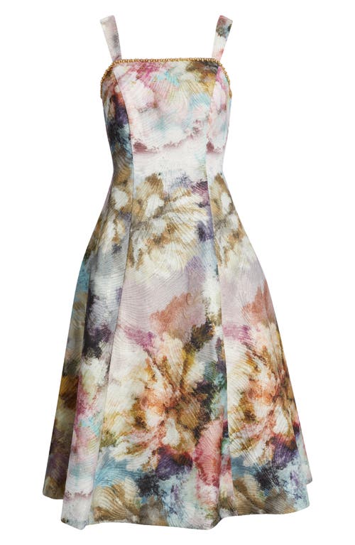 Tahari Asl Metallic Abstract Print Jacquard Cocktail Dress In Pink Gold Multi