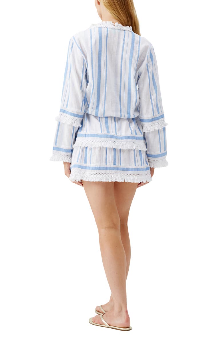 Melissa Odabash Claudia Long Sleeve Cover-Up Dress, Alternate, color, Oasis Stripe
