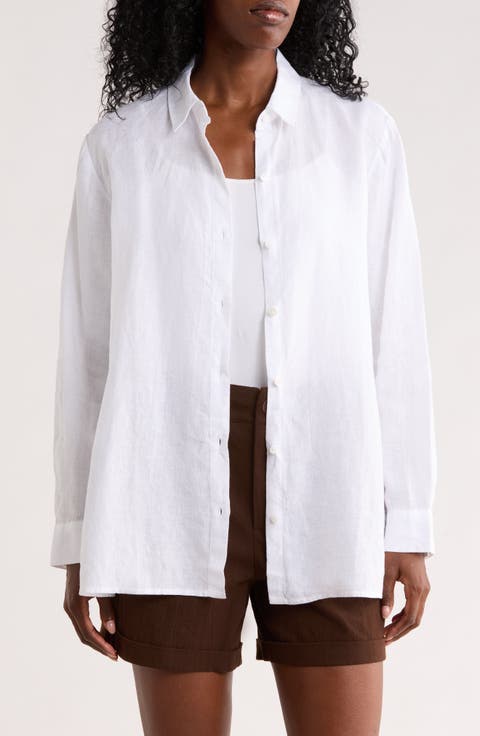 Classic Collar Organic Linen Button-Up Shirt