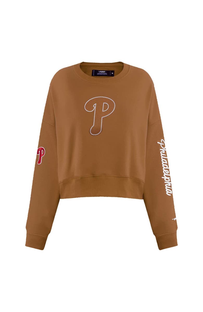 PRO STANDARD Women's Pro Standard Brown Philadelphia Phillies Paint The City Pullover Cropped Sweatshirt, Alternate, color, Brown