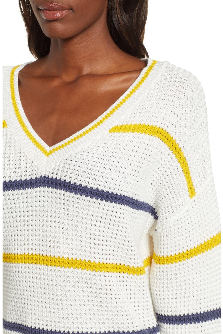 Stripe Cotton Thermal Sweater, Alternate, color, IVORY SEA STRIPE