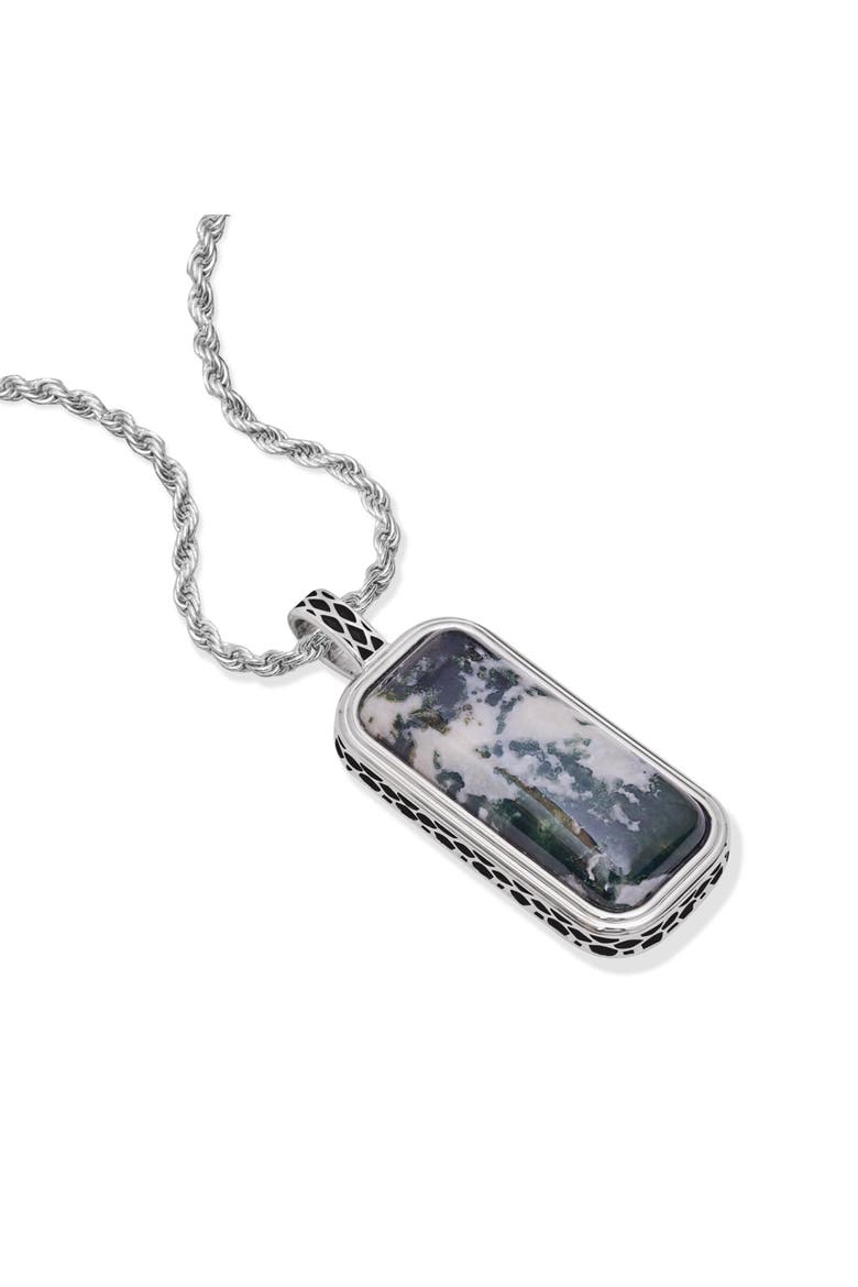 Tree Agate Sterling Silver Men Tag Necklace, Alternate, color, Silver