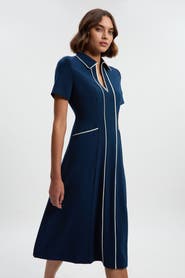 Karen Millen Tailored Zip-Collar Midi Dress