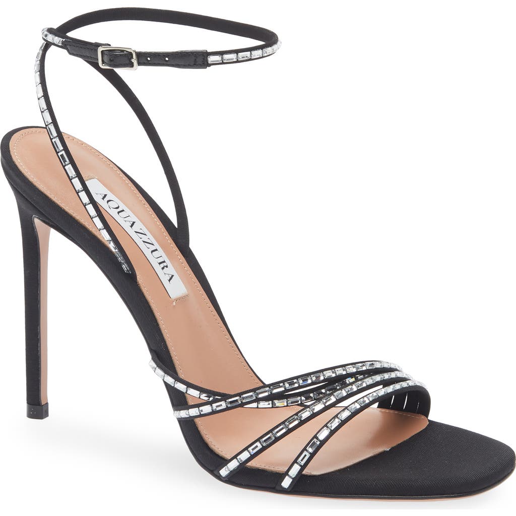 Aquazzura Mistica Crystal Embellished Ankle Strap Sandal
