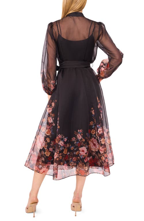 Ted Baker Placement Print Long Sleeve Organza Maxi Dress In Blue