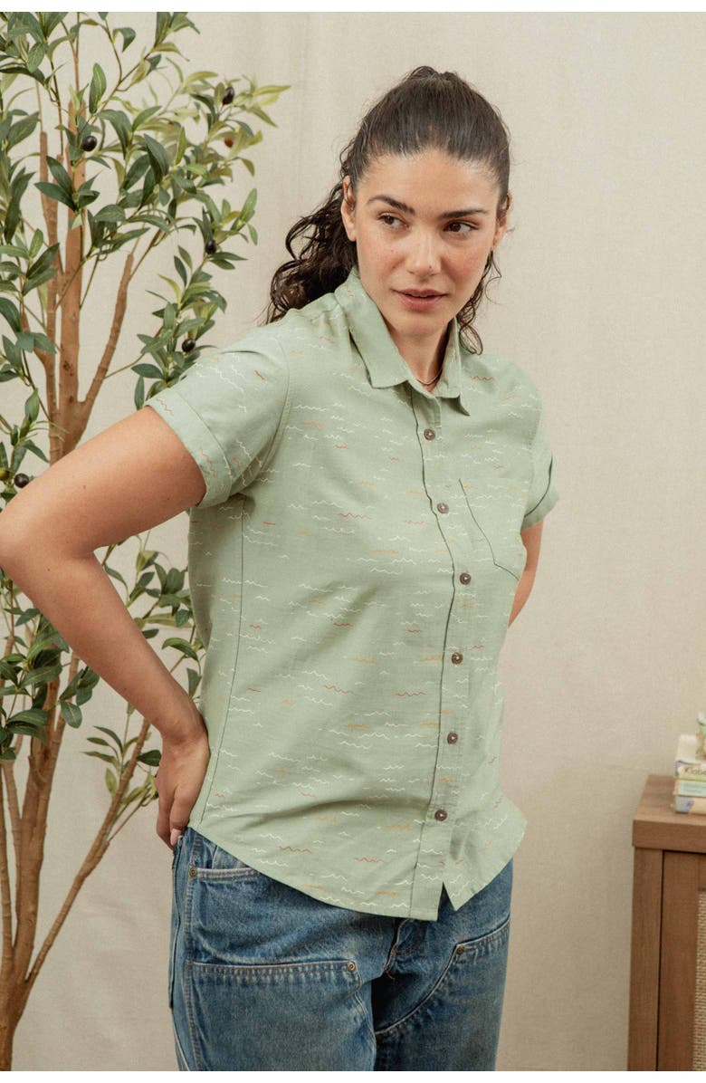 Bridge & Burn Bea Shirt, Alternate, color, Teal Tide Waves