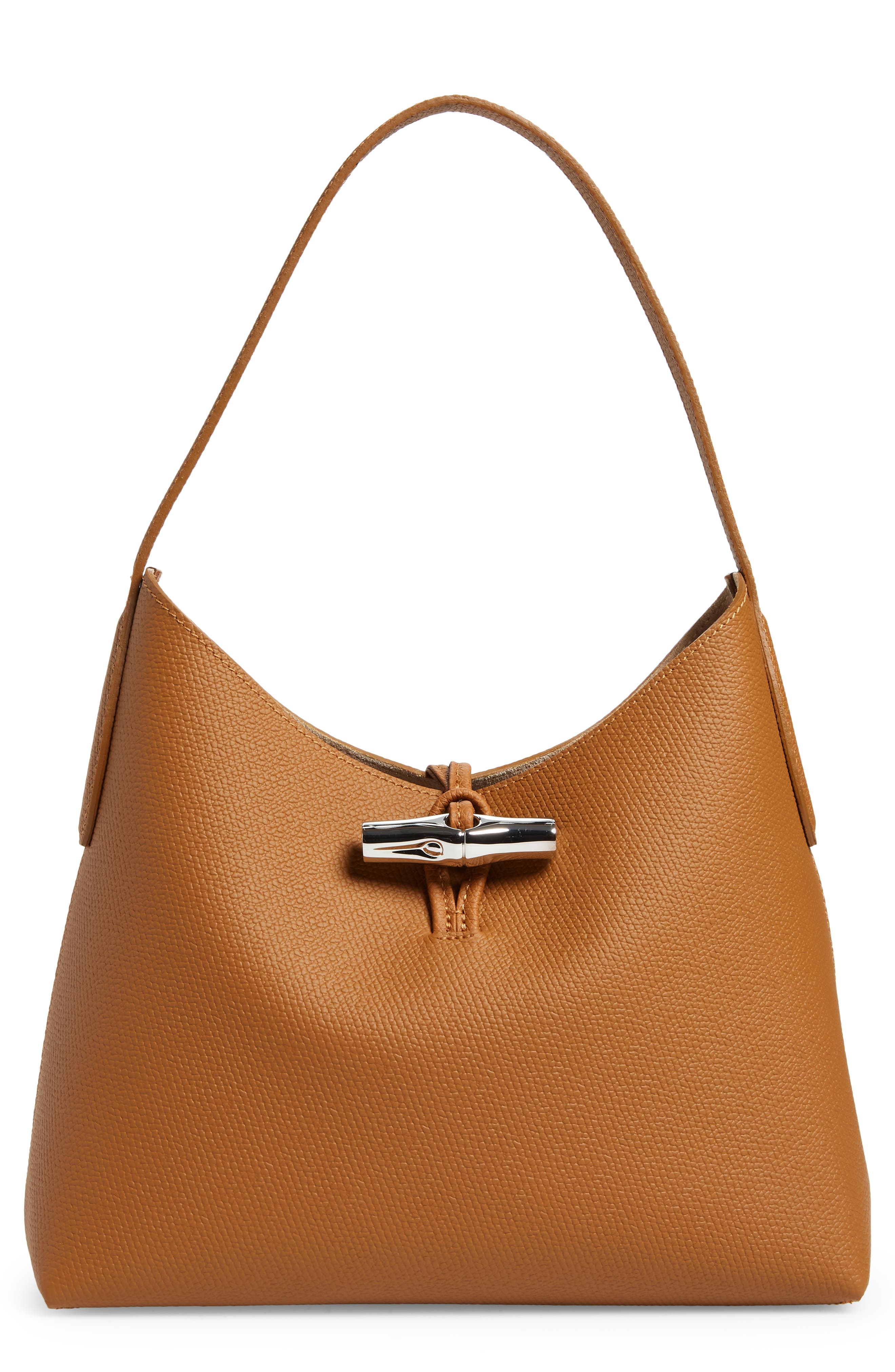 Roseau Essential Leather Hobo, Main, color, NATURAL