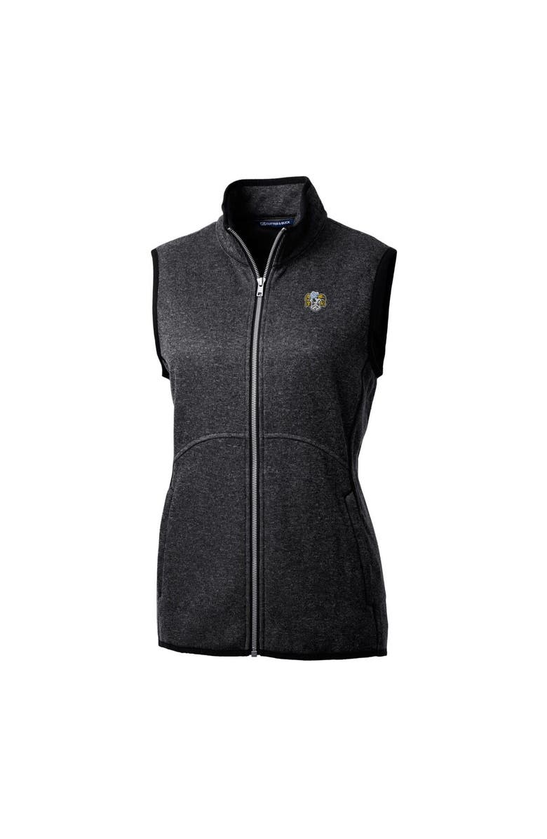 Cutter & Buck Women's Cutter & Buck  Heather Charcoal North Carolina Tar Heels Mainsail Sweater-Knit Full-Zip Vest, Alternate, color, 