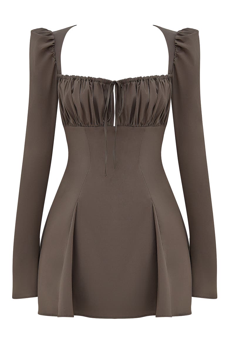 Carlina Long Sleeve Cotton Blend Dress, Alternate, color, MOCHA