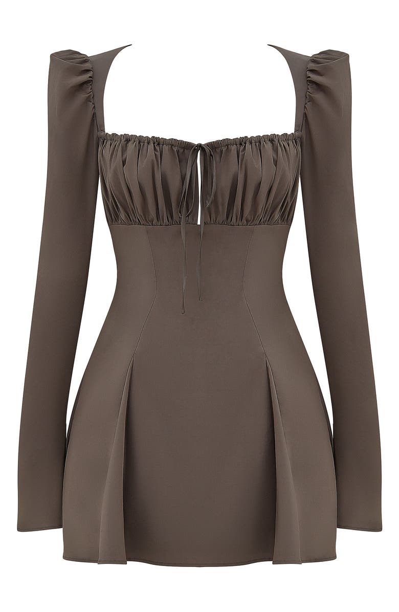 HOUSE OF CB Carlina Long Sleeve Cotton Blend Dress, Alternate, color, Mocha