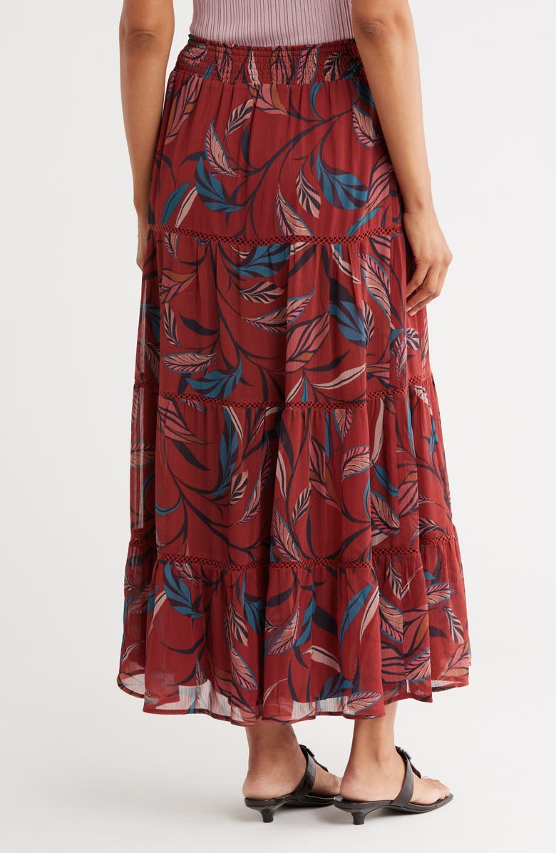 DR2 by Daniel Rainn Mixed Paisley Tiered Maxi Skirt, Alternate, color, Cinnamon