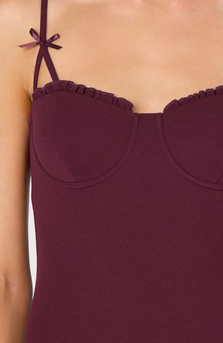 ASTR the Label Bow Strap Midi Dress, Alternate, color, Burgundy