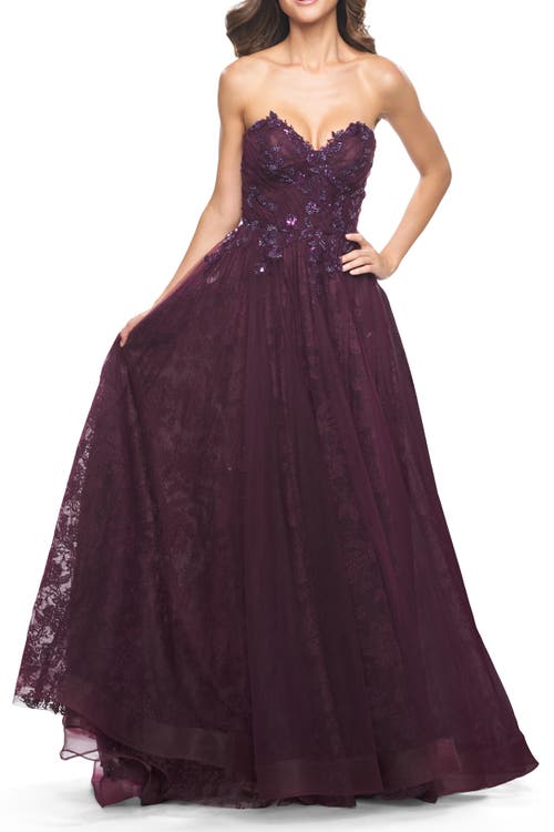 La Femme A-line Gown With Lace Lining And Beaded Embellishments