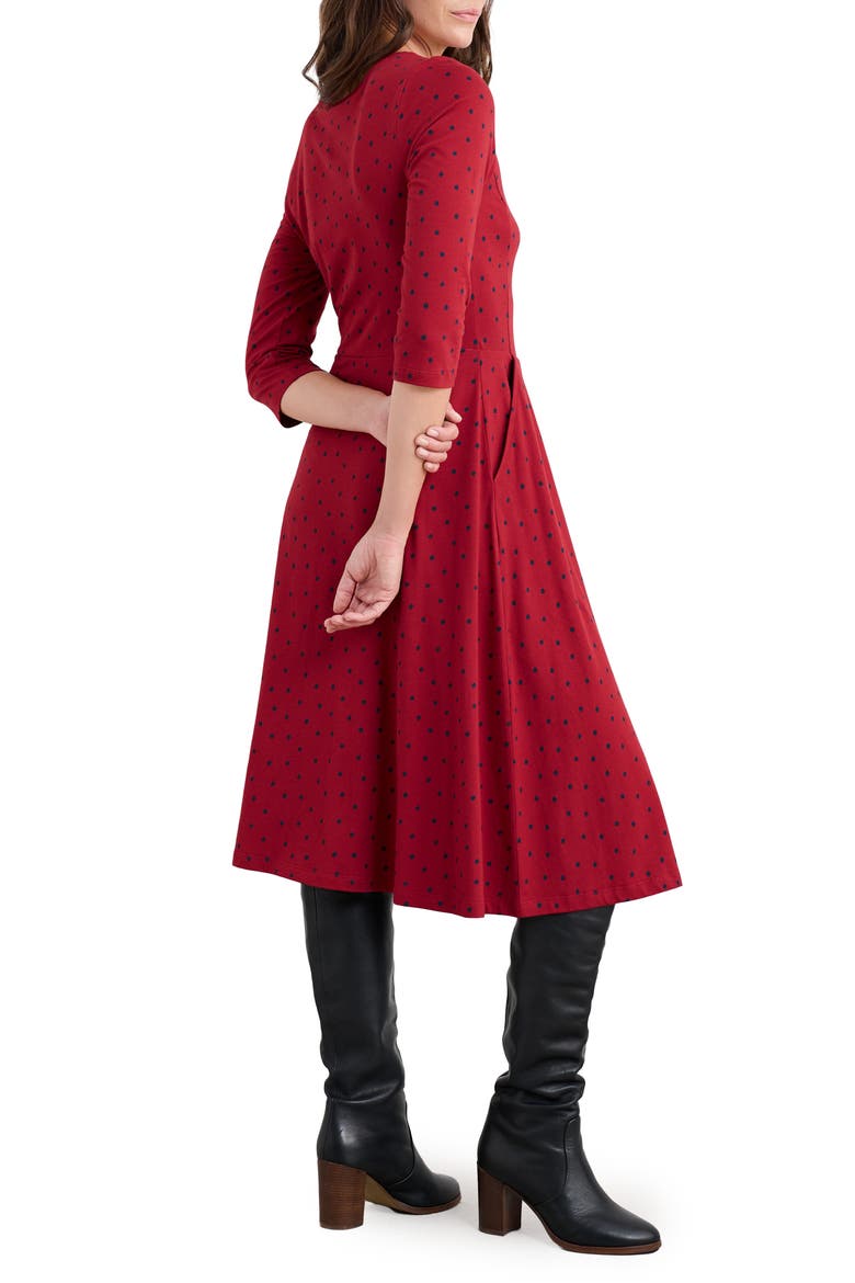 April Printed Stretch Organic Cotton Dress, Alternate, color, LITTLE SPONGE SPOT DAHLIA