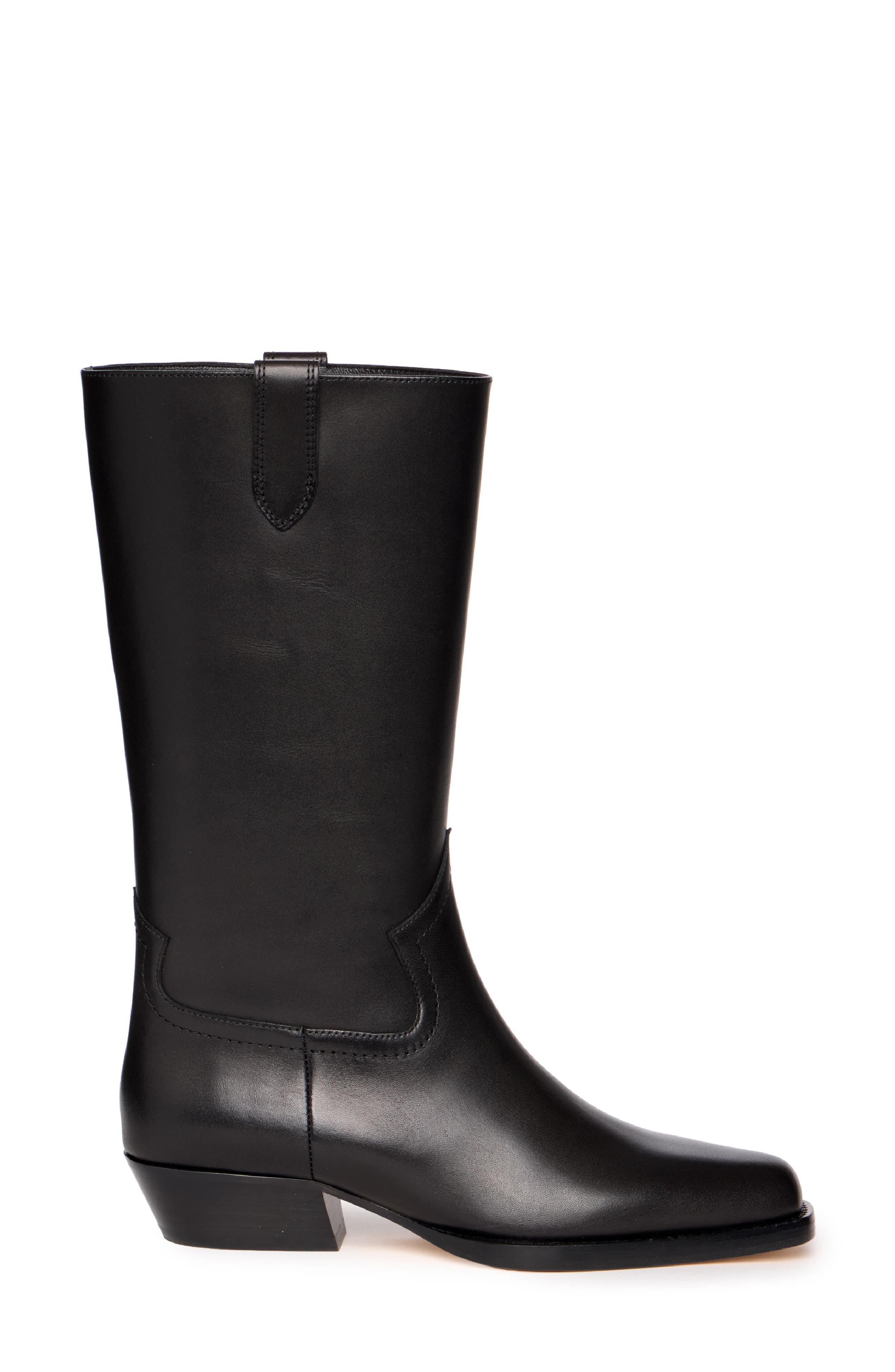 Goldie Leather Boot, Alternate, color, BLACK