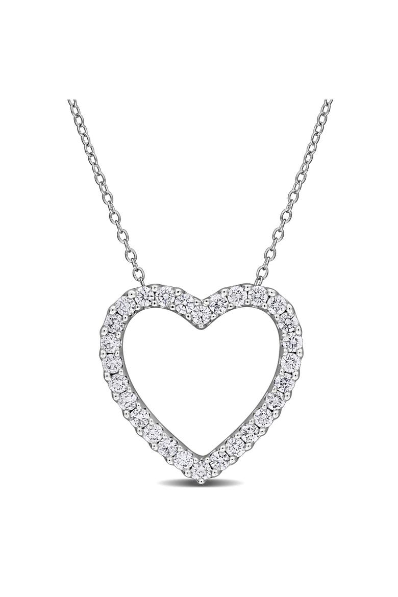 Lab-Grown Diamond Heart Necklace Sterling Silver, Main, color, Sterling silver