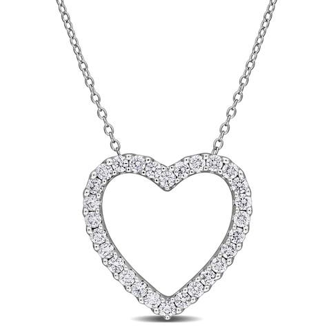 Lab-Grown Diamond Heart Necklace Sterling Silver