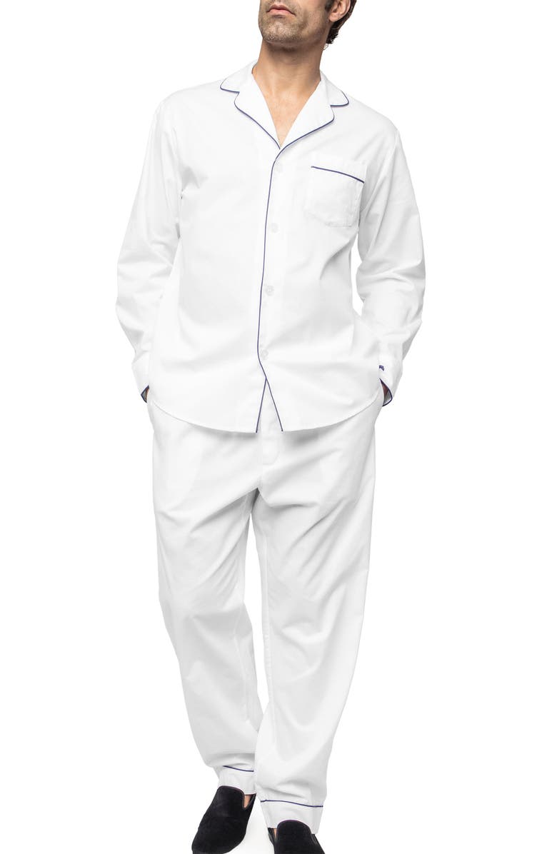 Petite Plume Classic Cotton Twill Pajama Set, Main, color, White