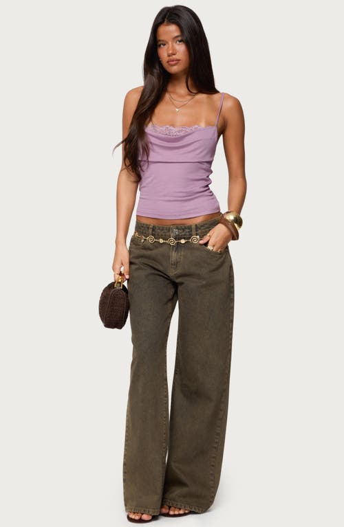 Edikted Bobbie Lace Accent Cowl Neck Camisole In Purple