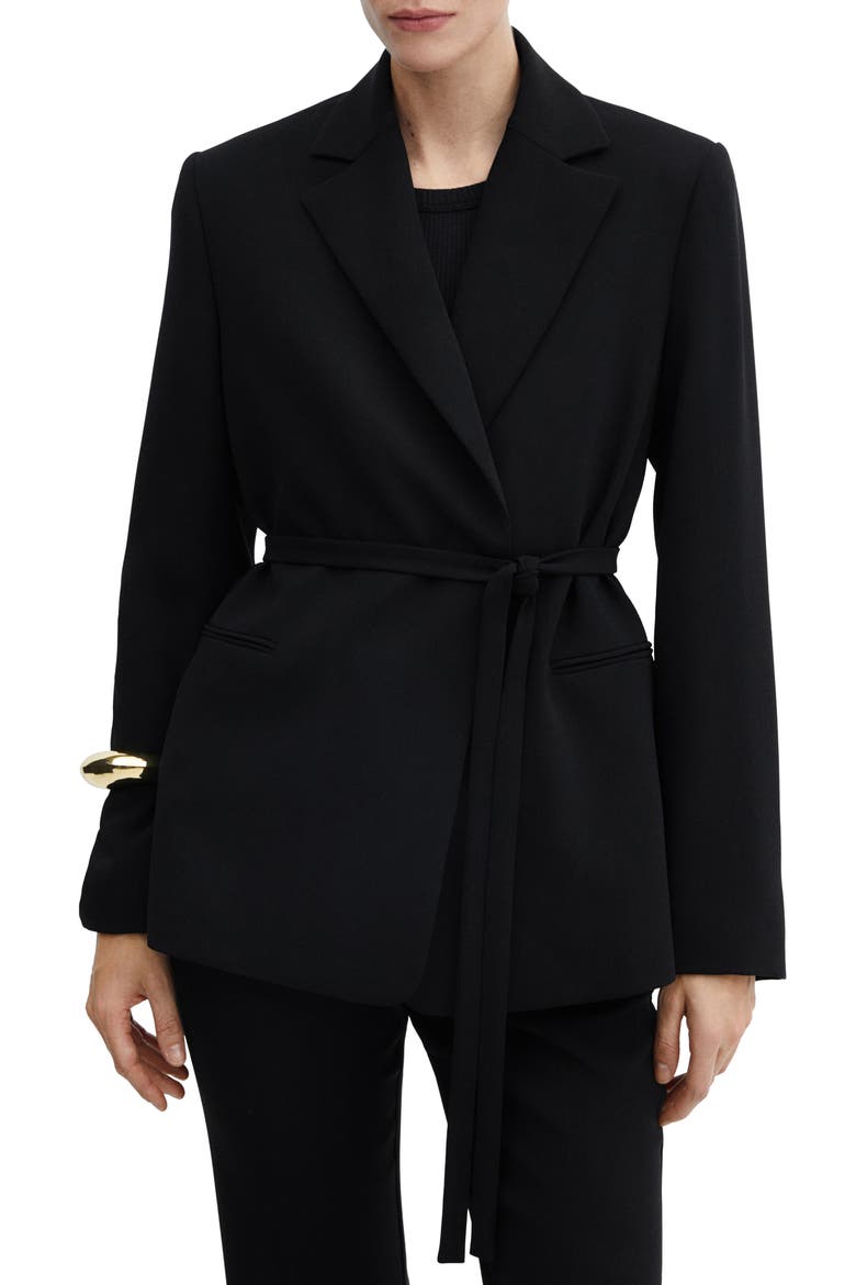 Tortuga Tie Waist Blazer, Main, color, BLACK