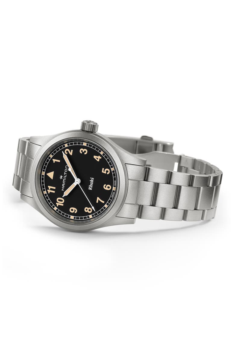 Khaki Field Bracelet Watch, 38mm, Alternate, color, BLACK