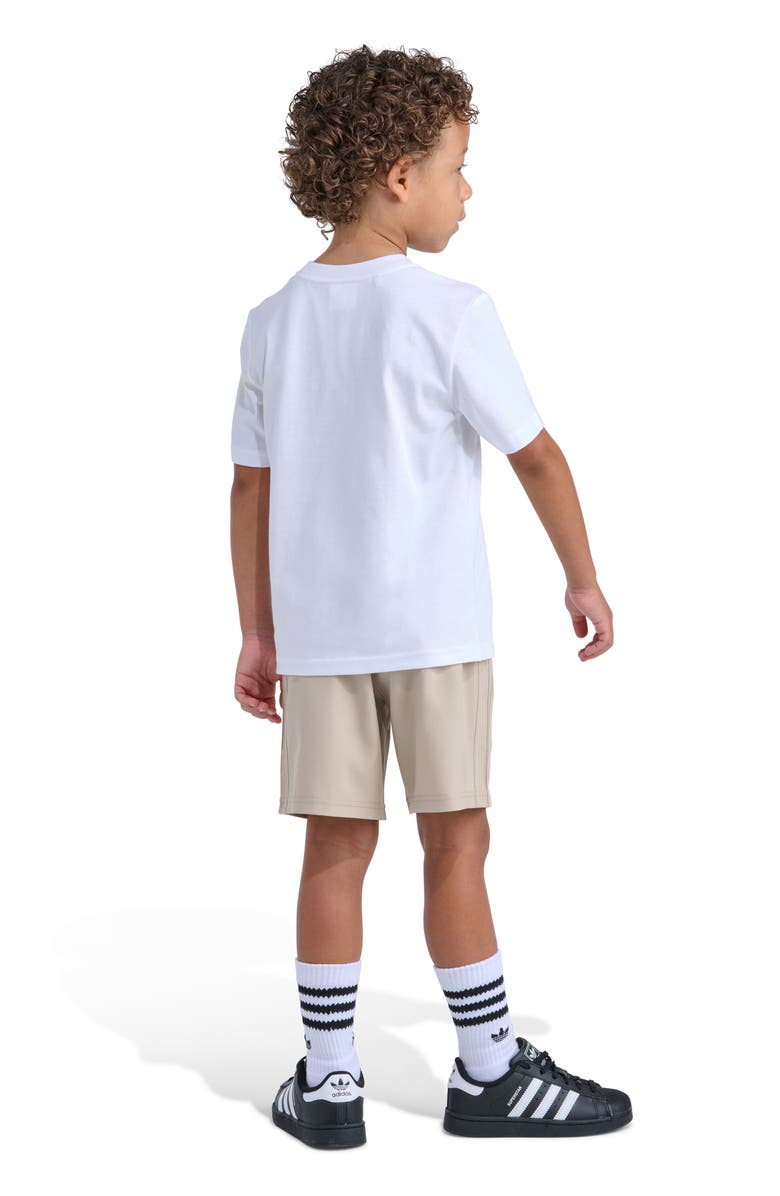 adidas 3-Stripes Woven T-Shirt & Shorts Set, Alternate, color, White/ Brown Multi