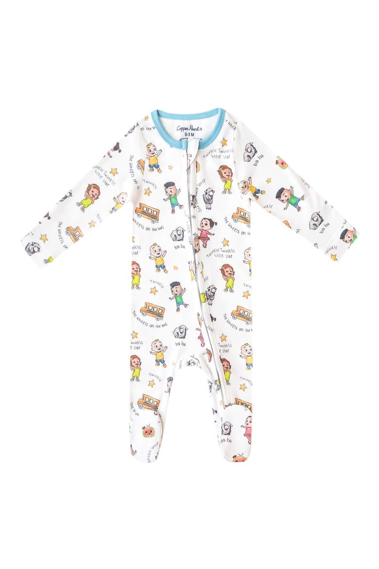 Cocomelon Zip-Up Footie, Main, color, WHITE MULTI