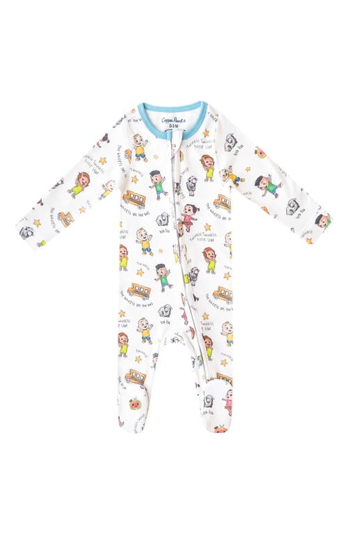 Copper Pearl Cocomelon Zip-up Footie In White Multi