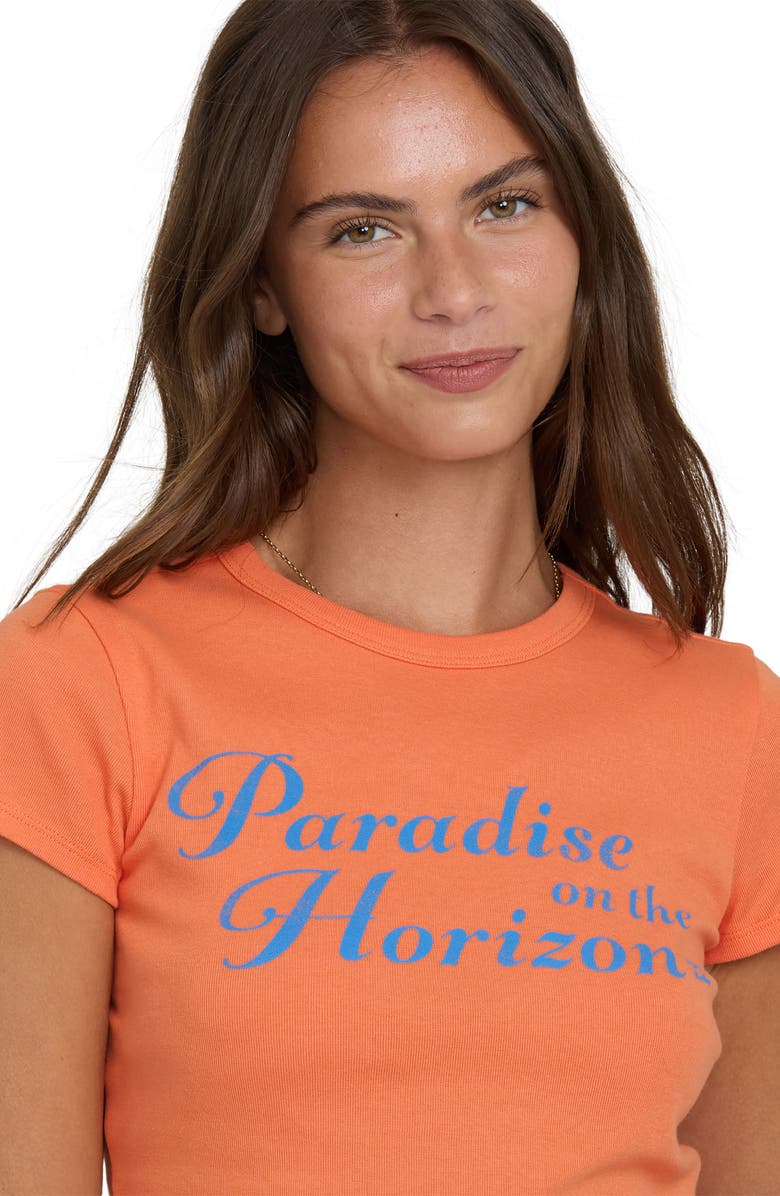 Billabong Paradise Horizon Cotton Graphic Baby Tee, Alternate, color, Saffron