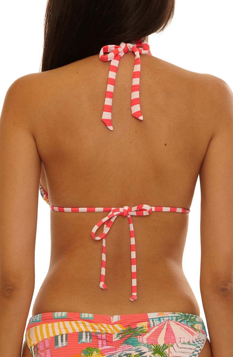 Becca Miami Beach Reversible Triangle Bikini Top, Alternate, color, Coral Multi