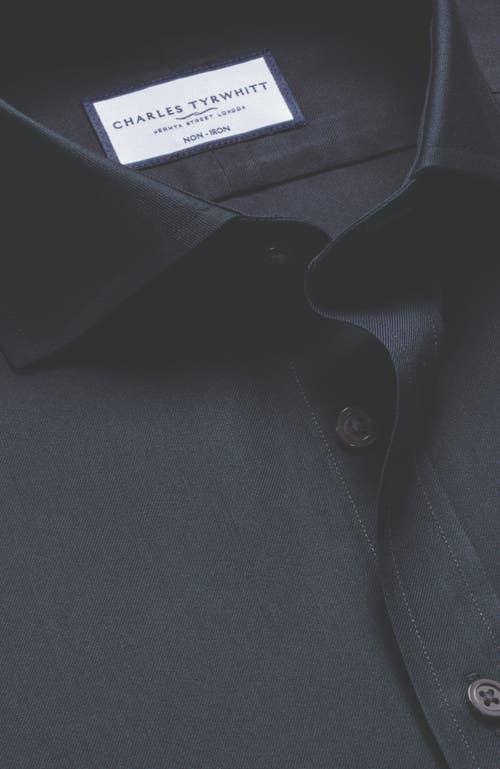 Charles Tyrwhitt Non-iron Twill Shirt In Charcoal Grey