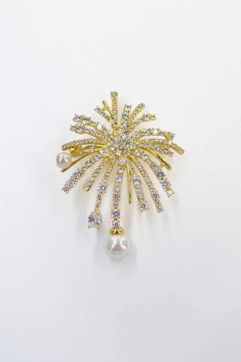 Pavé Firework Multi Way Brooch Pendant, Alternate, color, Gold