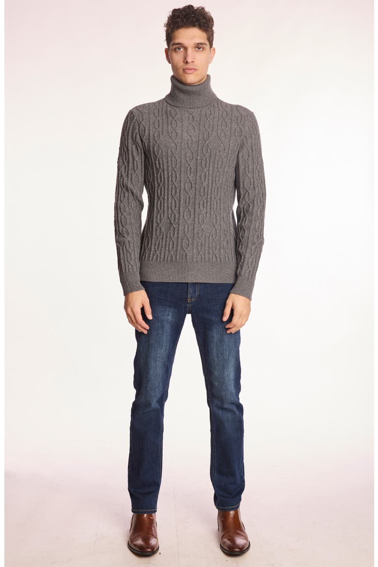 Cable Stitch Turtleneck Sweater, Alternate, color, WOLF GREY