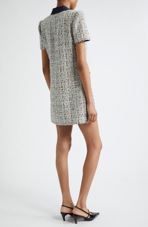 Cinq À Sept Anya Short-sleeve Boucle Mini Dress In Patina Multi