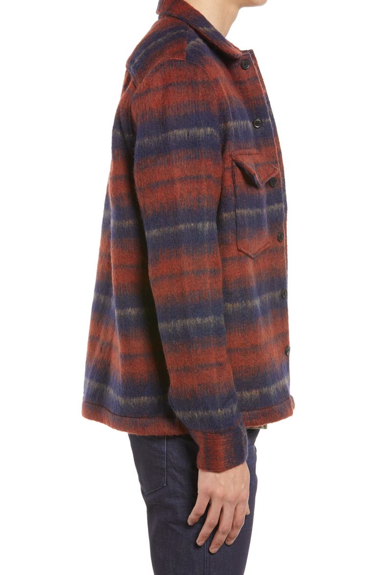 Men's Hatch Stripe Flannel Shirt Jacket, Alternate, color, RED